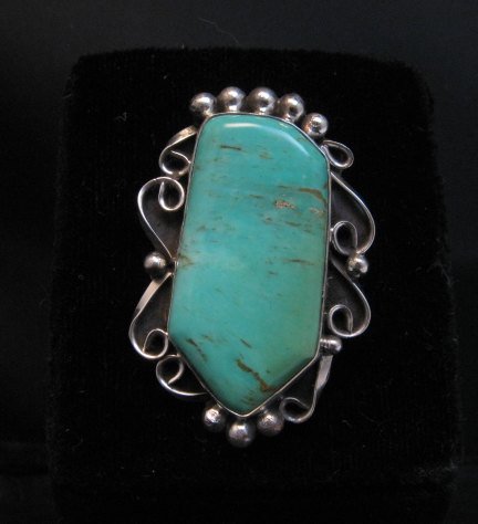 Image 0 of Navajo Kingman Turquoise Silver Ring Lucille Calladitto sz7-1/2
