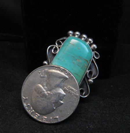 Image 3 of Navajo Kingman Turquoise Silver Ring Lucille Calladitto sz7-1/2