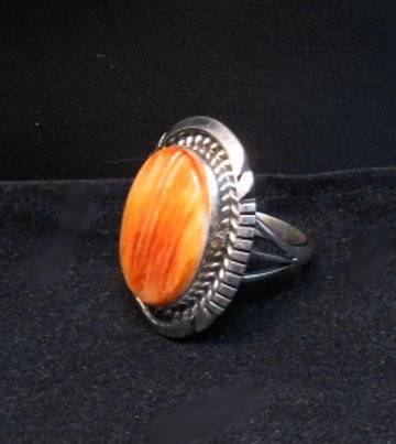 Image 1 of Native American Navajo Spiny Oyster S/S Ring, Alfred Martinez sz7-1/2