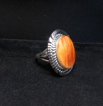 Image 2 of Native American Navajo Spiny Oyster S/S Ring, Alfred Martinez sz7-1/2