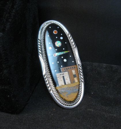Navajo Étonnant Turquoise,Corail & Argent Chip Incrustation Pendant Hook Boucles