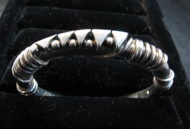 Image 2 of Vintage Navajo Orville Tsinnie Silver Triangle Wire Wrap Bracelet Large