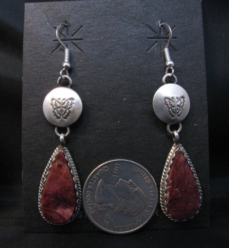 Image 1 of Navajo Purple Spiny Oyster Sterling Silver Earrings, Selena Warner