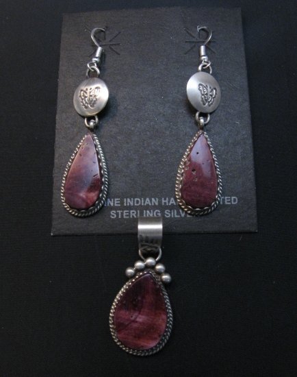 Image 2 of Navajo Purple Spiny Oyster Sterling Silver Earrings, Selena Warner