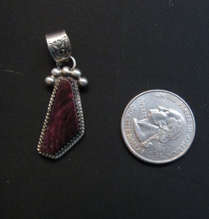 Image 2 of Navajo Purple Spiny Oyster Sterling Silver Pendant, Selena Warner
