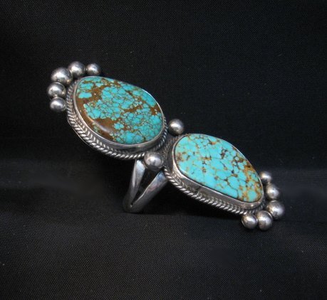 Image 2 of Huge One of a Kind Navajo Turquoise Silver Ring sz8-1/2 Donovan Cadman