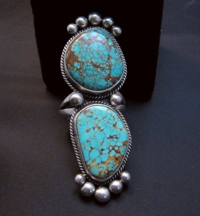 Image 8 of Huge One of a Kind Navajo Turquoise Silver Ring sz8-1/2 Donovan Cadman