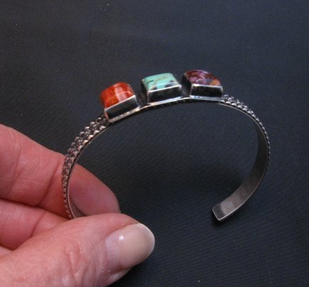 Image 1 of Navajo Turquoise Spiny Oyster Stacker Cuff Bracelet, Everett & Mary Teller