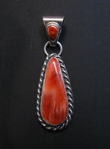 Image 0 of Navajo Native American Silver Spiny Oyster Pendant Travis Teller 