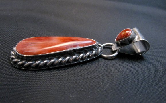 Image 1 of Navajo Native American Silver Spiny Oyster Pendant Travis Teller 