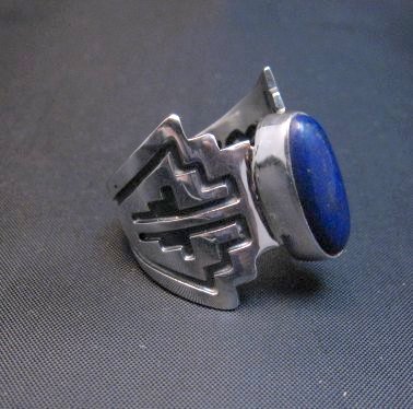 Image 1 of Lapis Navajo Sterling Silver Overlay Ring, Everett and Mary Teller, sz7