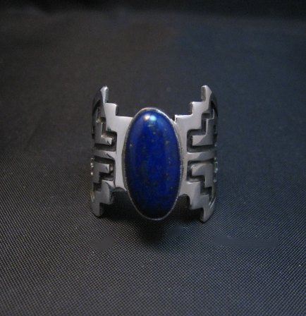 Image 3 of Lapis Navajo Sterling Silver Overlay Ring, Everett and Mary Teller, sz7
