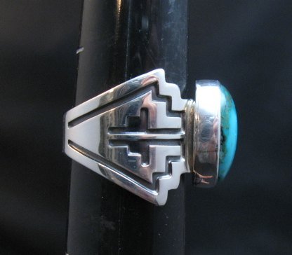 Image 1 of Turquoise Navajo Sterling Overlay Ring, Everett and Mary Teller, sz8-3/4