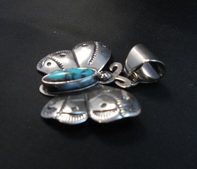 Image 1 of Everett and Mary Teller Navajo Native American Turquoise Butterfly Pendant