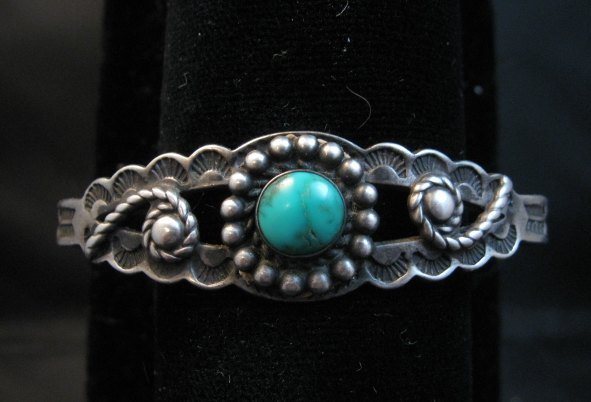 Image 0 of Vintage Navajo Native American Turquoise Trading Post Bracelet