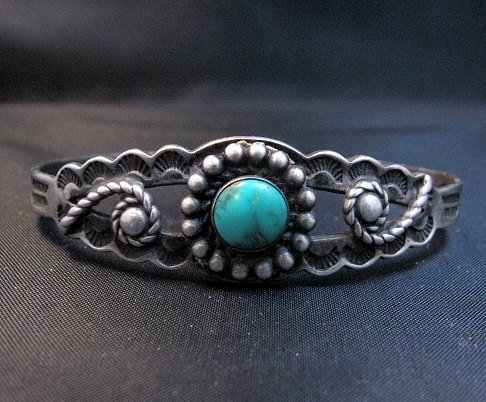 Image 1 of Vintage Navajo Native American Turquoise Trading Post Bracelet