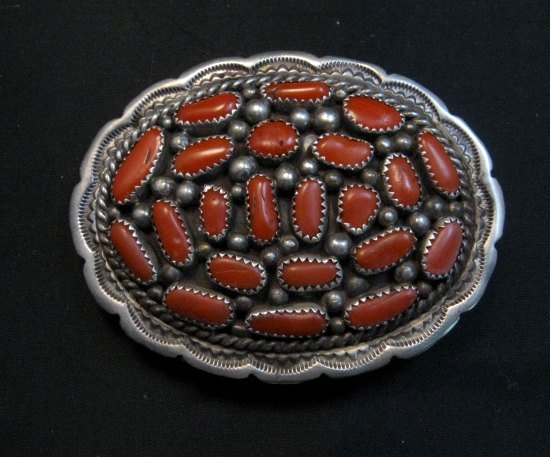 Image 0 of Old Dead Pawn Native American Coral Buckle 