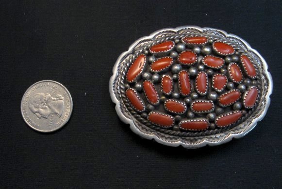 Image 1 of Old Dead Pawn Native American Coral Buckle 