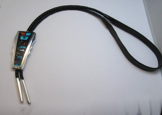 Image 3 of Jim Harrison Navajo Father Sky Yei Inlaid Sterling Silver Bolo