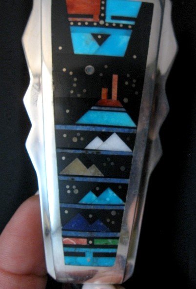Image 2 of Jim Harrison Navajo Father Sky Yei Inlaid Sterling Silver Bolo