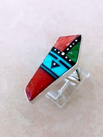 Image 0 of Jim Harrison Navajo Multigem Inlay Sunface Ring sz6-1/4