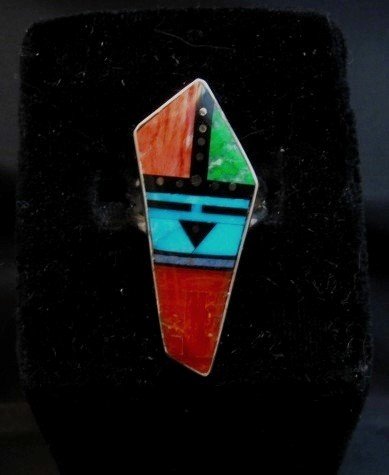 Image 2 of Jim Harrison Navajo Multigem Inlay Sunface Ring sz6-1/4