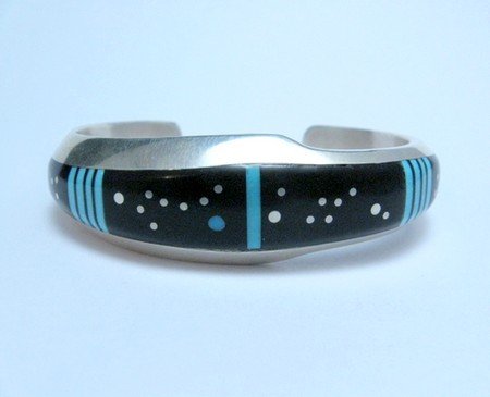 Image 0 of Jim Harrison Navajo Inlaid Black Night Sky Bracelet, 5-1/2