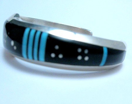Image 3 of Jim Harrison Navajo Inlaid Black Night Sky Bracelet, 5-1/2
