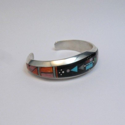 Image 2 of Jim Harrison Navajo Native American Multigem Inlaid Bracelet, 6-1/4