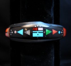 Jim Harrison Navajo Native American Multigem Inlaid Bracelet, 6-1/4