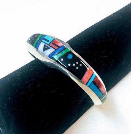 Image 0 of Jim Harrison Navajo Native American Multigem Inlaid Bracelet Extra-Small