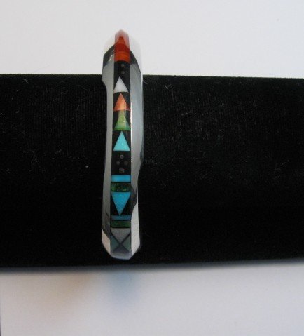 Image 0 of Jim Harrison Navajo Native American Multigem Inlaid Bracelet size M