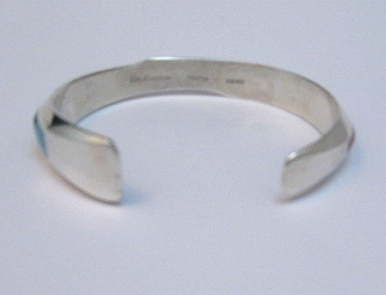 Image 5 of Jim Harrison Navajo Native American Multigem Inlaid Bracelet size M