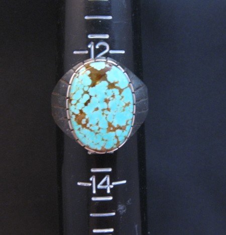 Image 1 of Ray Jack Navajo Native American Number 8 Turquoise Ring Sz13