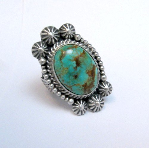 Image 0 of Navajo Michael and Rose Calladitto Turquoise Silver Ring sz7