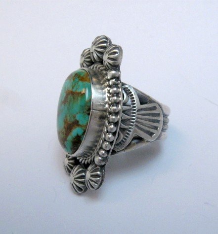 Image 2 of Navajo Michael and Rose Calladitto Turquoise Silver Ring sz7