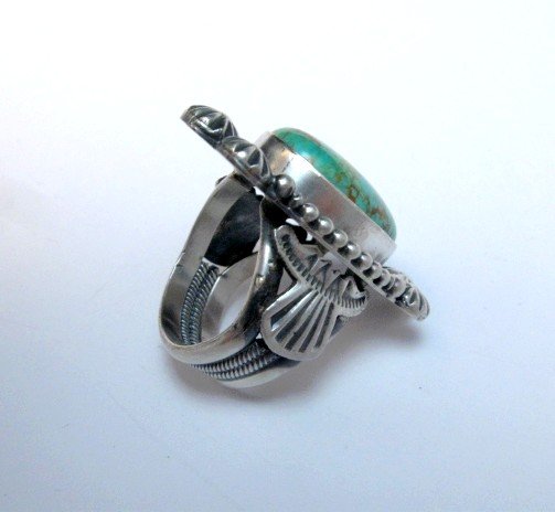 Image 4 of Navajo Michael and Rose Calladitto Turquoise Silver Ring sz7