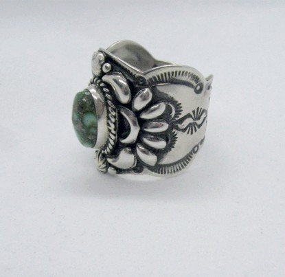 Image 1 of Navajo Darryl Becenti Sonoran Gold Turquoise Silver Ring sz10-3/4