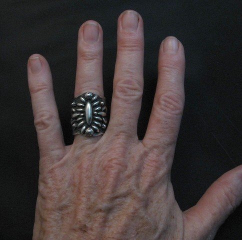 Image 4 of Darryl Becenti Navajo Native American Sterling Silver Ring sz8-1/4