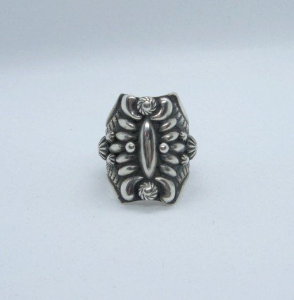 Image 0 of Darryl Becenti Navajo Sterling Silver Repousse Ring sz9-1/2