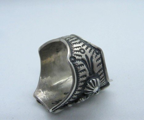 Image 4 of Darryl Becenti Navajo Sterling Silver Repousse Ring sz9-1/2