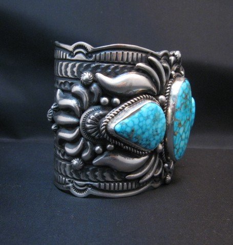Image 7 of Darryl Becenti Navajo Kingman Birdseye Turquoise Silver Bracelet