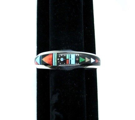 Image 1 of Jim Harrison Navajo Native American Multigem Inlaid Bracelet, 6-7/16