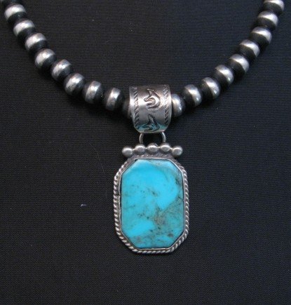 Image 0 of Navajo Native American Turquoise Silver Pendant, Selena Warner