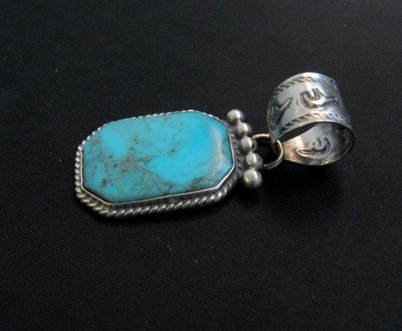 Image 1 of Navajo Native American Turquoise Silver Pendant, Selena Warner