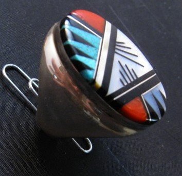 Image 1 of Large Zuni Multi Gem Inlay Ring, Elcario and Cleo Kallestewa, sz11