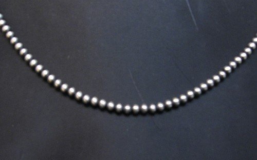 Image 1 of Native American 4mm Bead Navajo Pearls Sterling Silver Necklace 18-inch long