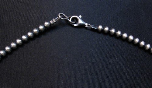 Image 2 of Native American 4mm Bead Navajo Pearls Sterling Silver Necklace 18-inch long