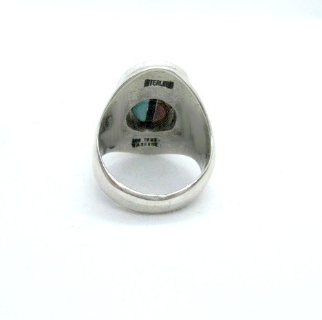 Image 4 of Don Dewa Zuni Inlaid Sunface Spinner Ring Sz8-1/4