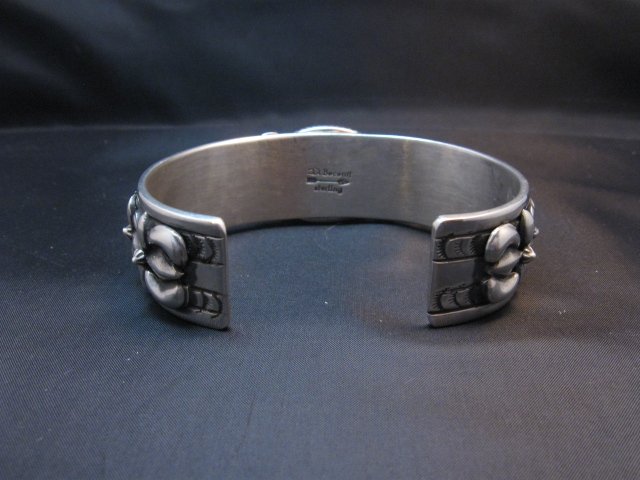 Image 6 of Navajo Native American Onyx Silver Bracelet, Darryl Becenti